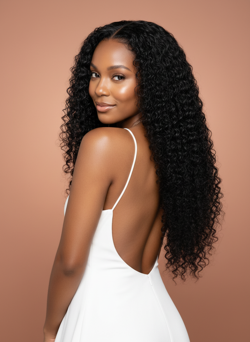 Virgin Brazilian Deep Wave 360 Wig - 03 over shoulder
