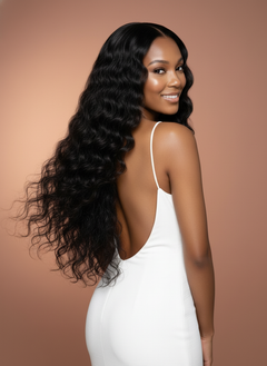Virgin Malaysian Body Wave Bundle - 03 over shoulder