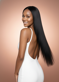 Virgin Brazilian Straight Standard Lace Frontal - 03 over shoulder