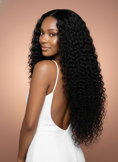 Virgin Brazilian Deep Wave 4x4 Standard Lace Closure - 03 over shoulder