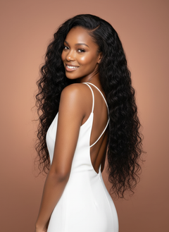 Virgin Peruvian Water Wave 4x4 Standard Lace Closure - 03 over shoulder