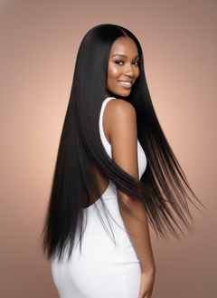Virgin Brazilian Yaki Straight Standard Lace Frontal - 03 over shoulder