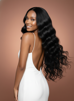 Standard Lace Malaysian Body Wave 4x4 Closure Wig - 03 over shoulder