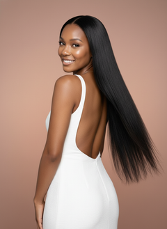 Virgin Peruvian Yaki Straight 4x4 Standard Lace Closure - 03 over shoulder