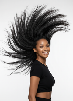 Virgin Brazilian Yaki Straight Standard Lace Frontal - 04 hair flip