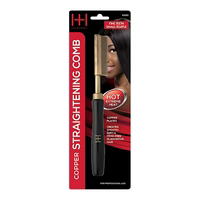 Hot & Hotter Thermal Straighten Comb Fine Teeth Small Temple Copper Plate, 1 Count Hair Straightener, Black & Gold