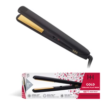 Hot & Hotter Gold Ceramic On/Off Flat Iron 1in, 1 Count Hair Straightener, Black