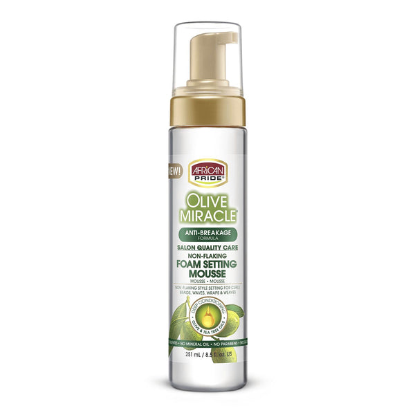 African Pride Olive Miracle Non-Flaking Foam Setting Hair Mousse