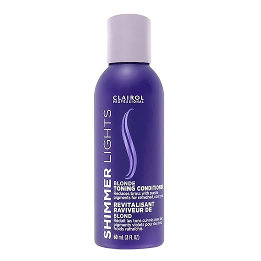Clairol Professional Shimmer Lights Purple Conditioner | Neutralizes Brass & Yellow Tones | For Blonde, Silver, Gray & Highlighted Hair