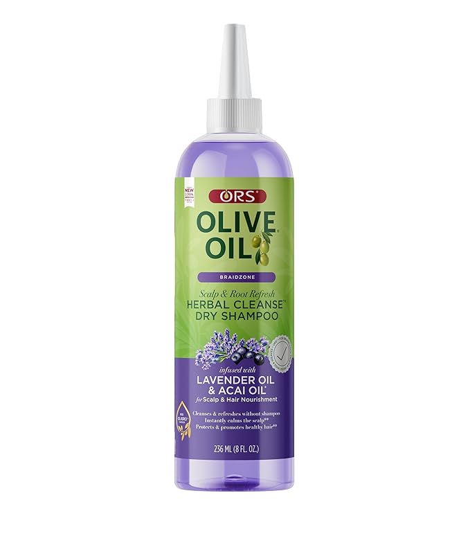 ORS Olive Oil Braidzone Herbal Cleanse Dry Shampoo with Lavender & Acai Oil for Nourishment 8 Ounces