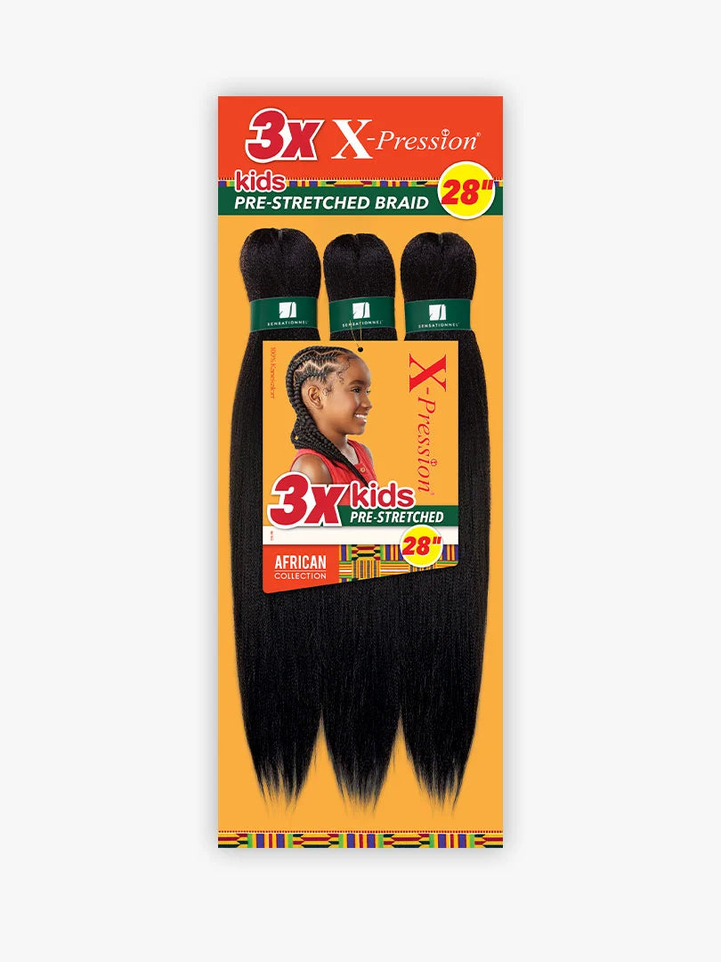 3X X-PRESSION KIDS PRE-STRETCHED BRAID 28″
