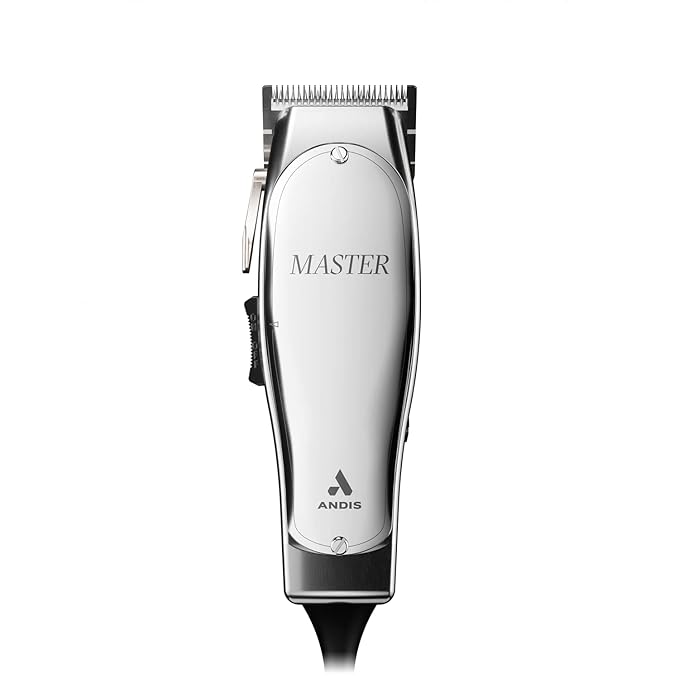 Andis  Professional Master Adjustable Blade Hair Clipper, Carbon Steel T-Blade - Silver