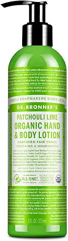 Dr. Bronner's - Organic Lotion (8 oz) Peppermint, Lavender Coconut, Orange Lavender, & Patchouli Lime - Body Lotion & Moisturizer, Organic, Soothing for Hands, Face & Body