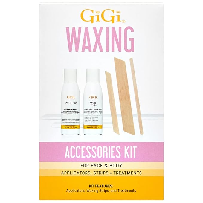 GiGi Waxing Accessories Kit - Non-Woven Wax Strips, Applicators Sticks & Treatments for Face & Body Hair Removal - Pre & Post Wax Care