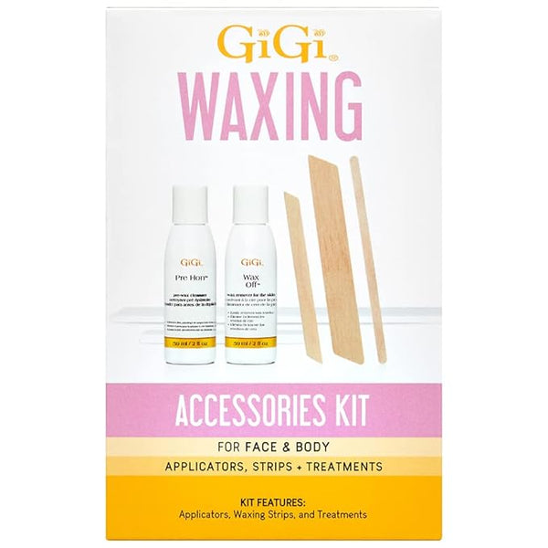GiGi Waxing Accessories Kit - Non-Woven Wax Strips, Applicators Sticks & Treatments for Face & Body Hair Removal - Pre & Post Wax Care