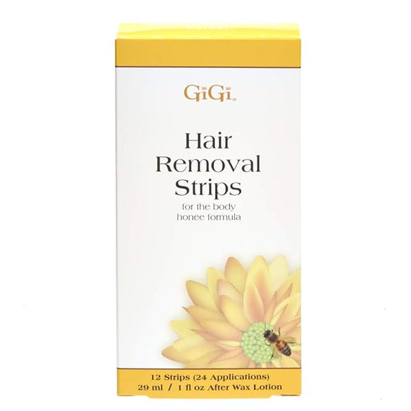 GiGi Hair Removal Wax Strips for Body - Pre-Waxed with GiGi All-Purpose Honee Formula, Waxing Kit For Women, 12 Strips