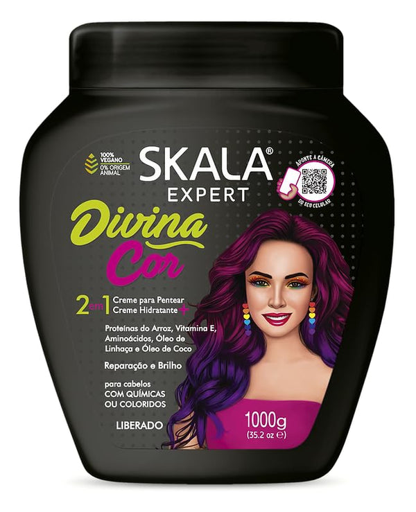 Skala Divine Color Divina Cor 2-in-1 Treatment Cream Vegan Formula with Rice Protein, Coconut & Linseed Oil, 35.2Oz