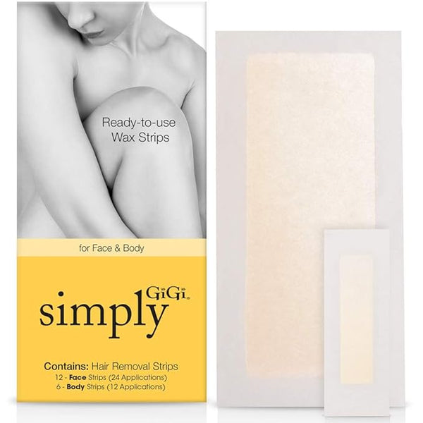 Simply GiGi Ready-to-Use Hair Removal Kit - 12 Face Strips and 6 Body Strips