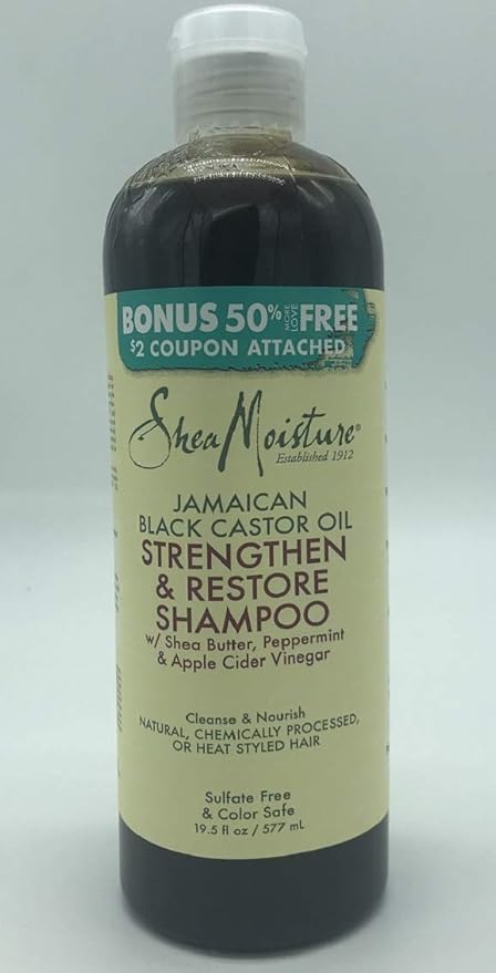 SHEA MOISTURE Jamaican Black Castor Oil Strengthen and Restore Shampoo, 19.5 Ounce