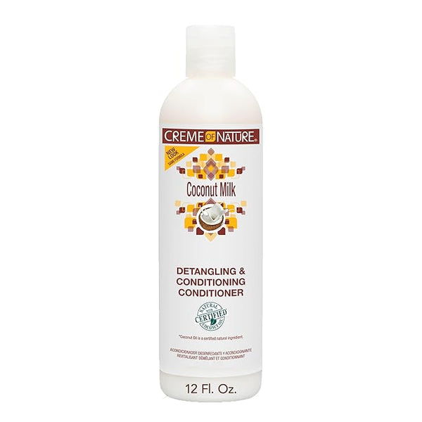 Creme of Nature Detangling & Conditioning Conditioner with Coconut Milk, Detangling & Shine Enhancing, Curly Hair Care Gift for Women, 12 Fl Oz