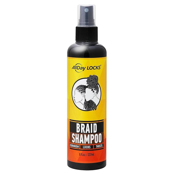 AllDay Locks Braid Shampoo (8 oz) | Cleansing & Refreshing Rinse-Free Formula | No Itching or Dryness | Refresh & Invigorate Braids, Locks, Twists, Cornrows | 8 oz