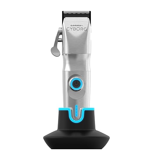 GAMMA+ Cyborg Professional Metal Cordless Ergonomic Hair Clipper Trimmer with Digital Brushless Motor