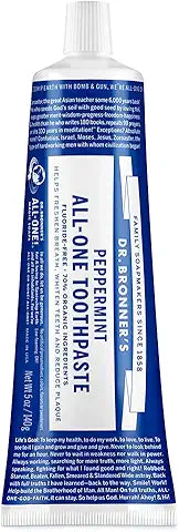 Dr. Bronner’s All-One Toothpaste– Peppermint & Spearmint and cinnamon, 5 oz