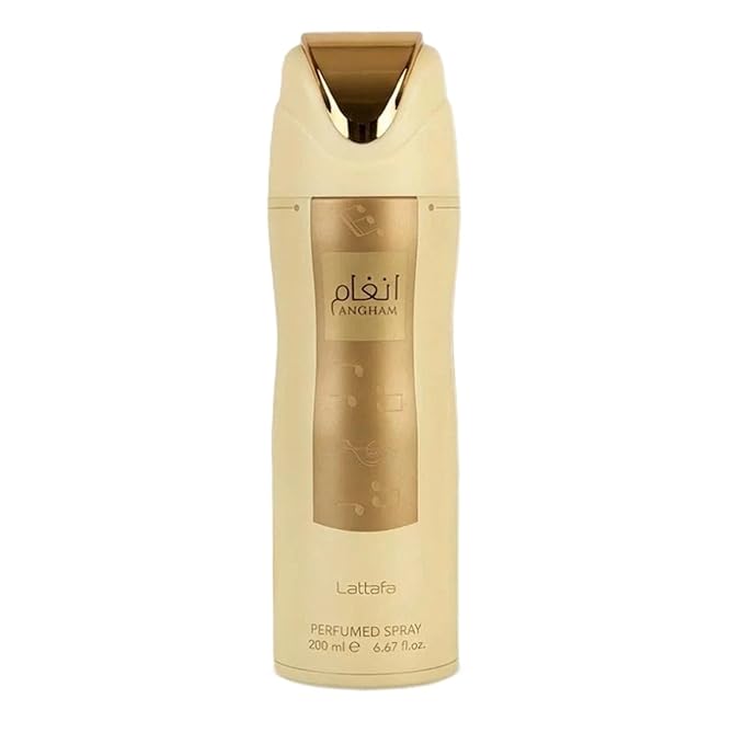 Lattafa Angham – Citrus, Spicy, Gourmand, Amber – Perfumed Deodorant Spray for Unisex, 6.67 Ounce
