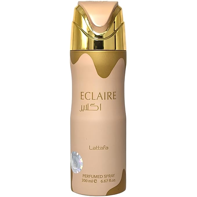 Lattafa Eclaire – Gourmand, Sweet, Floral, Musky – Perfumed Deodorant Spray for Women, 6.67 Ounce