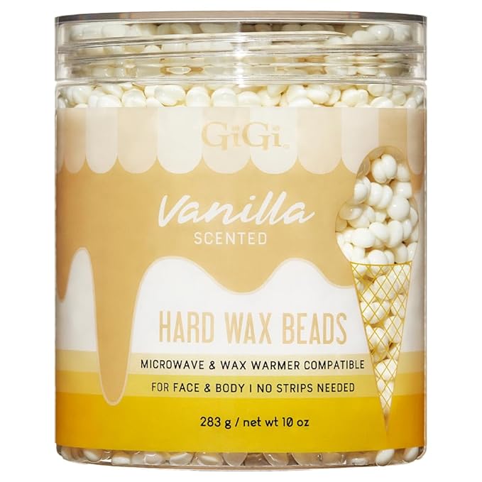 GiGi Vanilla Scented Hard Wax Beads for Hair Removal - Perfect for Face & Body and Sensitive Skin, Wax Warmer Compatible, 10 oz