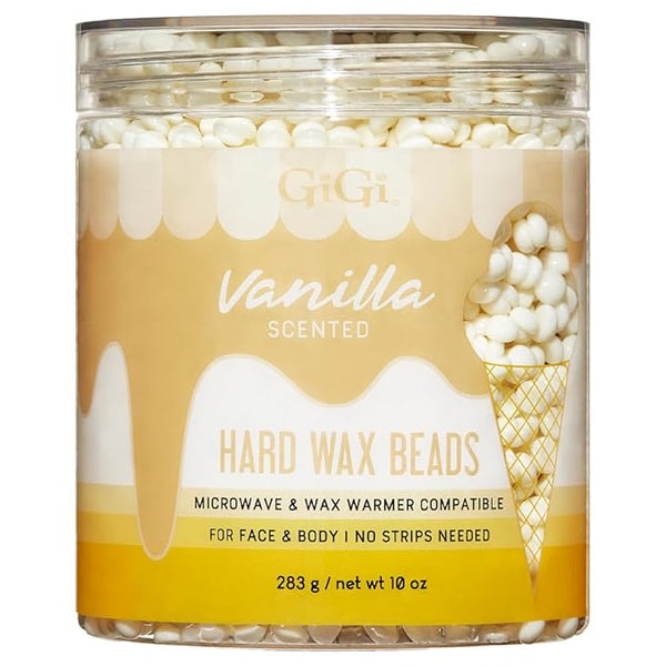 GiGi Vanilla Scented Hard Wax Beads for Hair Removal - Perfect for Face & Body and Sensitive Skin, Wax Warmer Compatible, 10 oz
