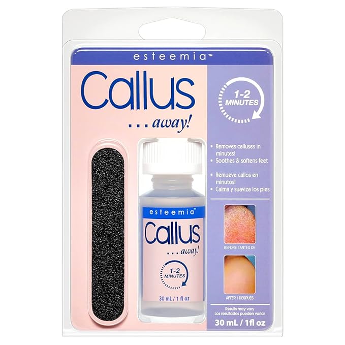 Esteemia Foot Callus Remover Gel with Free Foot File - Clamshell, Callus Remover for Feet, Smooths Thick Calluses, Pedicure At Home Spa Kit