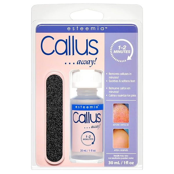 Esteemia Foot Callus Remover Gel with Free Foot File - Clamshell, Callus Remover for Feet, Smooths Thick Calluses, Pedicure At Home Spa Kit
