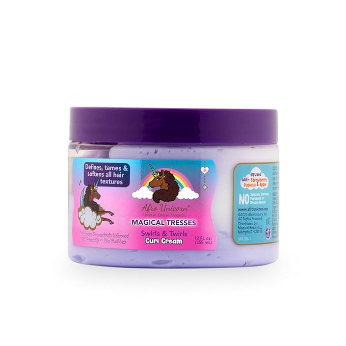 Afro Unicorn - Swirls & Twirls Curl Cream - Defining Hair Care for All Curl Textures, 12 fl oz
