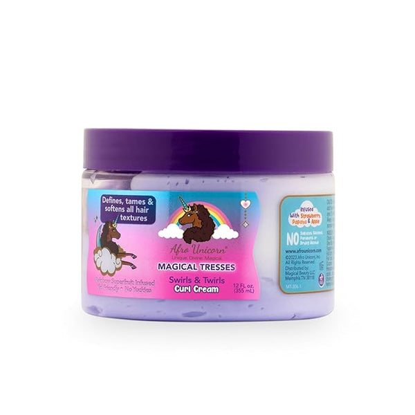 Afro Unicorn - Swirls & Twirls Curl Cream - Defining Hair Care for All Curl Textures, 12 fl oz