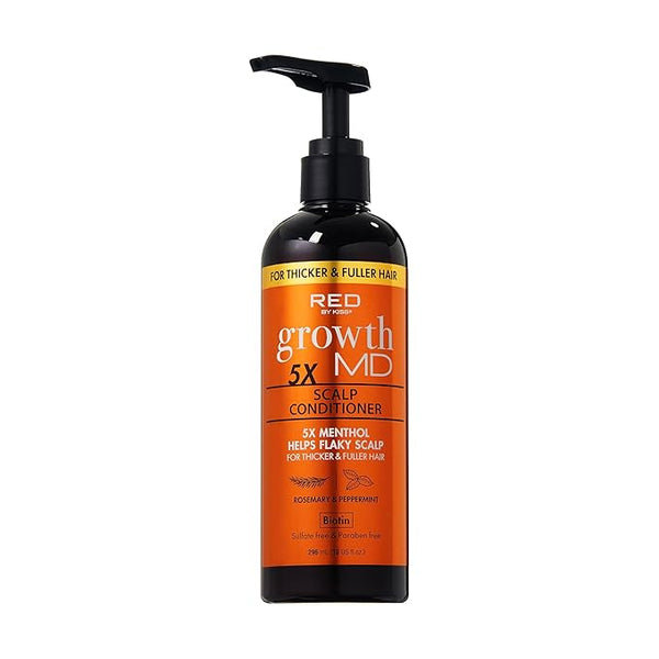 Red by Kiss Growth MD Scalp Conditioner, 5X Menthol for Flaky Scalp Relief & Thicker, Fuller Hair, Vitamins & Biotin Infused for Strengthening & Itch Relief, Vegan Formula & Cruelty Free (10oz)