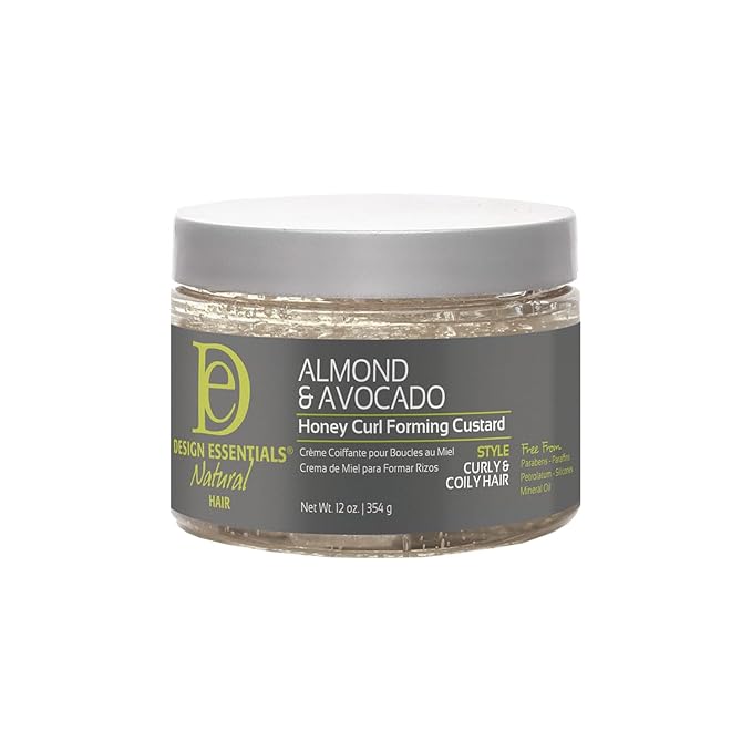 Design Essentials Almond & Avocado Honey Curl Forming Custard, Defines Curls & Fights Frizz, For Curly, Coily, & Kinky Hair 12 oz