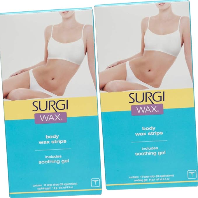 Surgiwax Body Wax Strips for Hair Removal - 14 Double Sided Waxing for Women with Soothing Gel for Soft, Smooth, Silky, Hair-free Skin