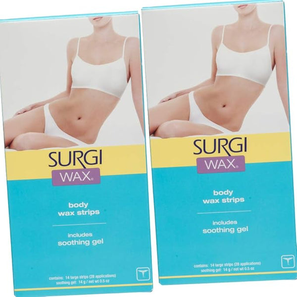 Surgiwax Body Wax Strips for Hair Removal - 14 Double Sided Waxing for Women with Soothing Gel for Soft, Smooth, Silky, Hair-free Skin