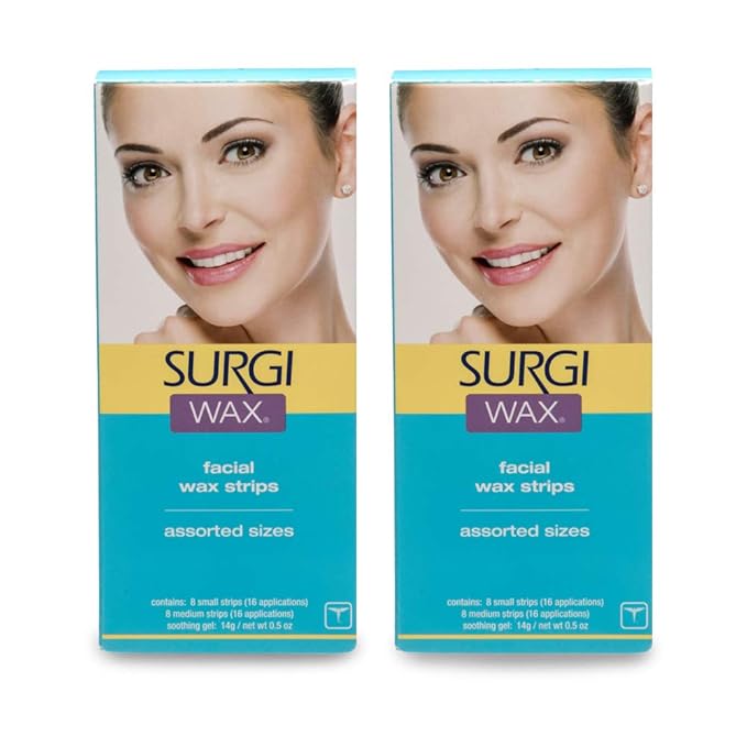 Surgi Facial Wax Strips, Ready-to-Use Facial Hair Removal for Women, Unwanted Hair Remover, Includes Soothing Gel
