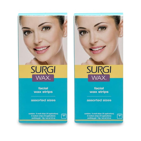 Surgi Facial Wax Strips, Ready-to-Use Facial Hair Removal for Women, Unwanted Hair Remover, Includes Soothing Gel