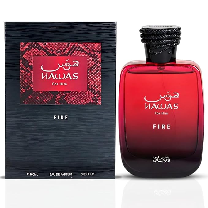 RASASI Hawas Fire Eau De Parfum Spray 100ML(3.4 Oz) - Bold Long Lasting Arabian Perfume For Men With A Fiery Essence