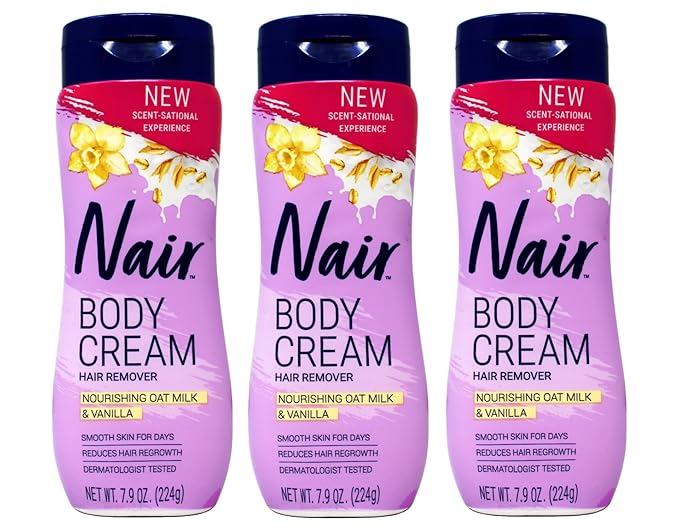 Nair Body Cream Hair Remover, Nourishing Oat Milk & Vanilla, Dermatologist Tested, 7.9 oz