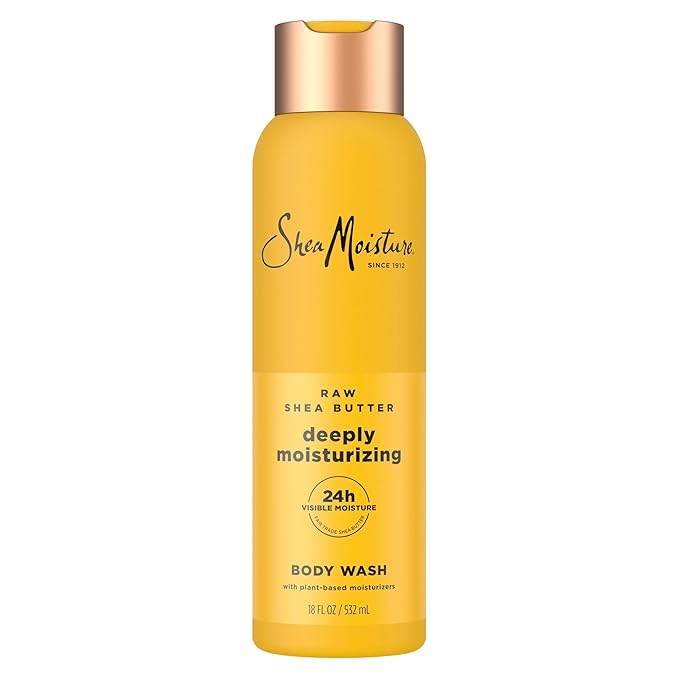 SheaMoisture Raw Shea Butter Body Wash Moisturize and Restore Deeply Moisturizing body wash for 24H Visible Moisture for Healthy, Glowing Skin 18 oz