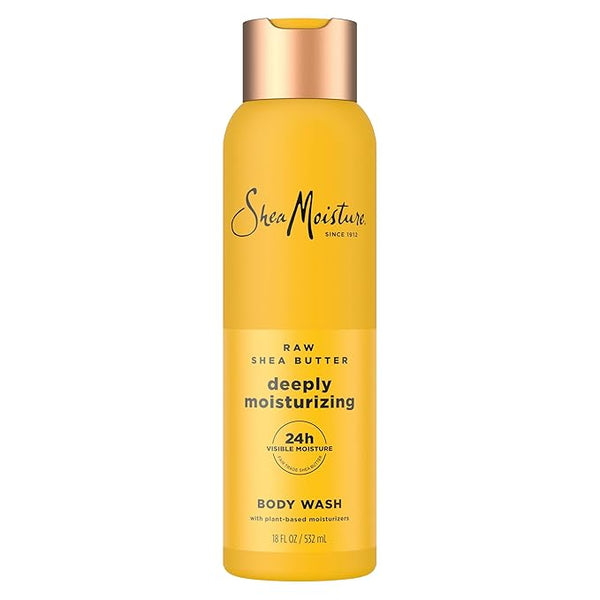 SheaMoisture Raw Shea Butter Body Wash Moisturize and Restore Deeply Moisturizing body wash for 24H Visible Moisture for Healthy, Glowing Skin 18 oz