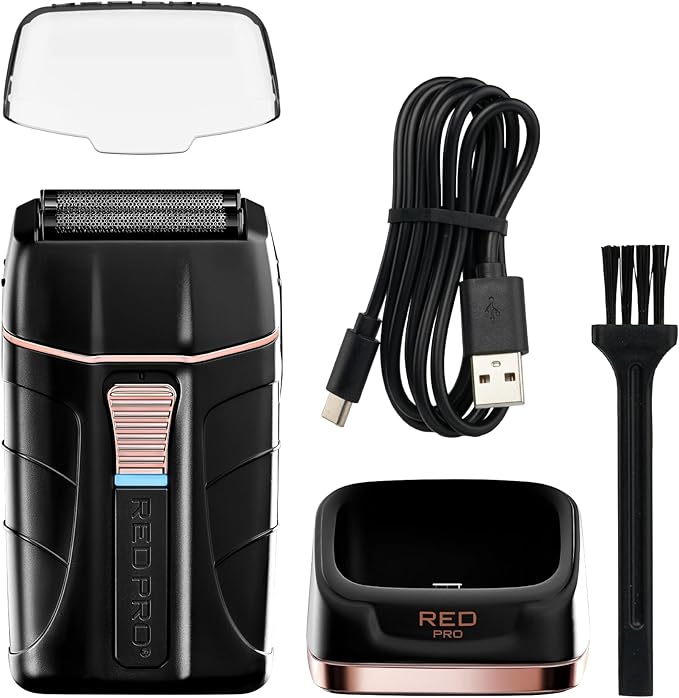 RED Pro Titanium Foil Shaver Cord/Cordless Shaver for Men, Powerful Electric Razor USB-C Rechargeable, Up to 170 Minutes of Run Time, Quiet, Durable and Portable (Matte Black)
