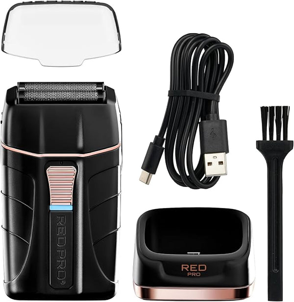 RED Pro Titanium Foil Shaver Cord/Cordless Shaver for Men, Powerful Electric Razor USB-C Rechargeable, Up to 170 Minutes of Run Time, Quiet, Durable and Portable (Matte Black)