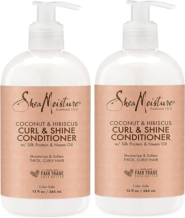 SheaMoisture Curl and Shine Conditioner For Thick, Curly Hair Coconut and Hibiscus Sulfate Free, 13 Fl Oz