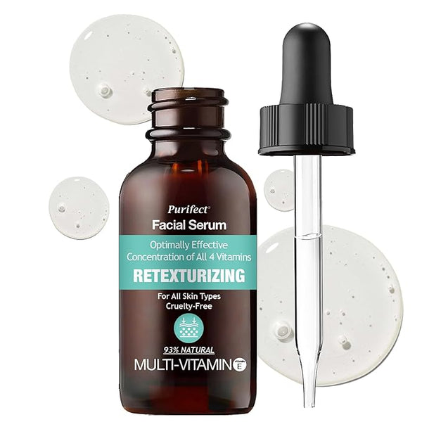 Purifect Multi-Vitamin Facial Serum for Retexturizing, Glowing Healthy Face Skin with Vitamin C B E K