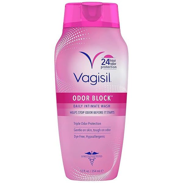Vagisil Feminine Wash for Intimate Area Hygiene, Odor Block, Gynecologist Tested, Hypoallergenic, 12 oz